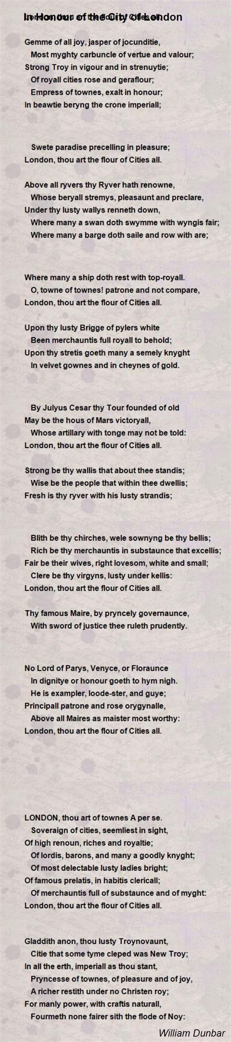 To the City of London by William Dunbar .